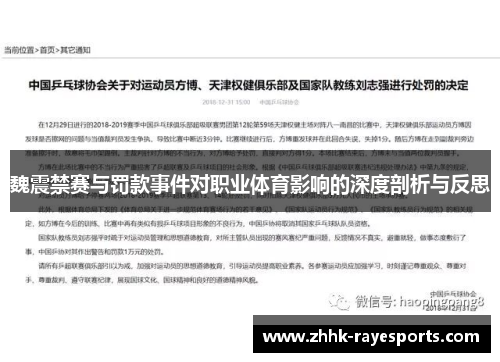 魏震禁赛与罚款事件对职业体育影响的深度剖析与反思 魏震禁赛与罚款事件对职业体育影响的深度剖析与反思